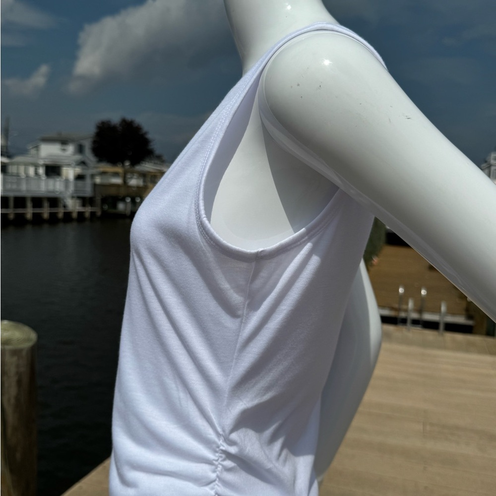 Basic Ruched White Dress 👗 - Picture 5 of 9
